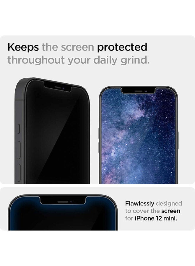 نيبمينينت طقم لاصقات حماية للشاشة جلاستر إيزي فيت لهاتف آيفون 12 ميني (5.4 بوصة) من الزجاج المقوى - قطعتين [مناسبة لغطاء الحماية] شفاف - Image 4