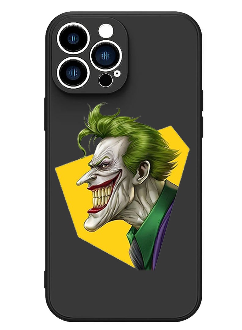 Theodor Protective Slim Fit Case Liquid Silicone Cover with Full Body Protection Anti-Scratch Shockproof Case For iPhone 15 Pro Max Black - Joker face - Image 1