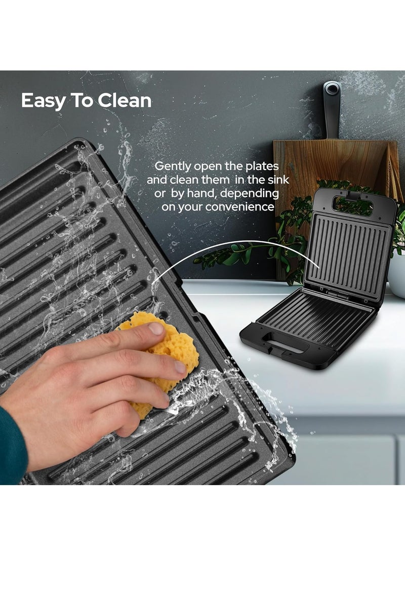 Haley مكبس ساندويتشات وبانيني هالي 1400 واط - شواية 4 شرائح، مقبض بارد الملمس، ألواح غير لاصقة، قفل أمان وحماية من الحرارة الزائدة - Image 4