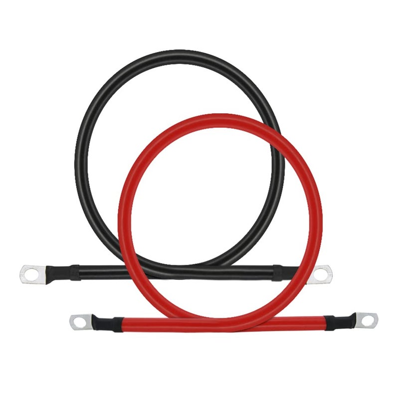 2 AWG Battery Cable 2FT 2 Gauge Pure Copper Battery Inverter Cables with 516 in Lugs Both Ends Power Inverter Wire Set for Automotive Solar Power Inverter Marine Boat RV Car Motorcycle 2FT