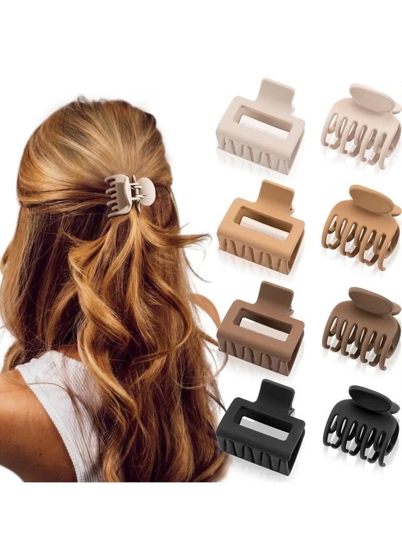 Goolsky 8Pcs Medium Claw Hair Clips For Women, Matte Rectangle Or Double Row Teeth Hair Claw Clips For Thin/Medium Fine Hair, Non Slip Jaw Clips  - Image 1