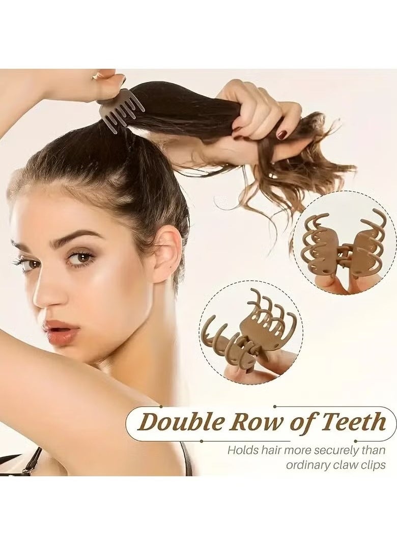 Goolsky 8Pcs Medium Claw Hair Clips For Women, Matte Rectangle Or Double Row Teeth Hair Claw Clips For Thin/Medium Fine Hair, Non Slip Jaw Clips  - Image 2