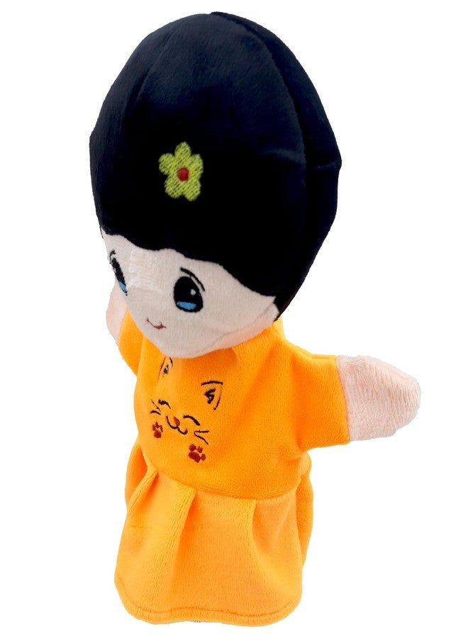 Elfactory Girl (Orange) Family Hand Puppets for Kids - Educational Storytelling Interactive Plush Hand Puppet Set for Learning (10 inch) New Edition (Orange Girl) - Image 3
