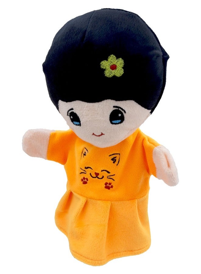 Elfactory Girl (Orange) Family Hand Puppets for Kids - Educational Storytelling Interactive Plush Hand Puppet Set for Learning (10 inch) New Edition (Orange Girl) - Image 2