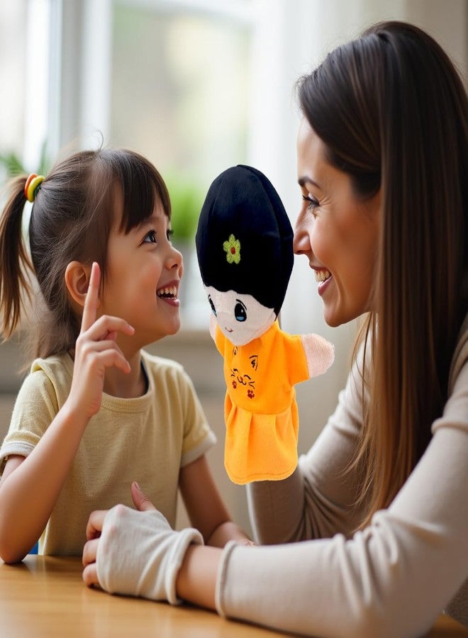 Elfactory Girl (Orange) Family Hand Puppets for Kids - Educational Storytelling Interactive Plush Hand Puppet Set for Learning (10 inch) New Edition (Orange Girl) - Image 5