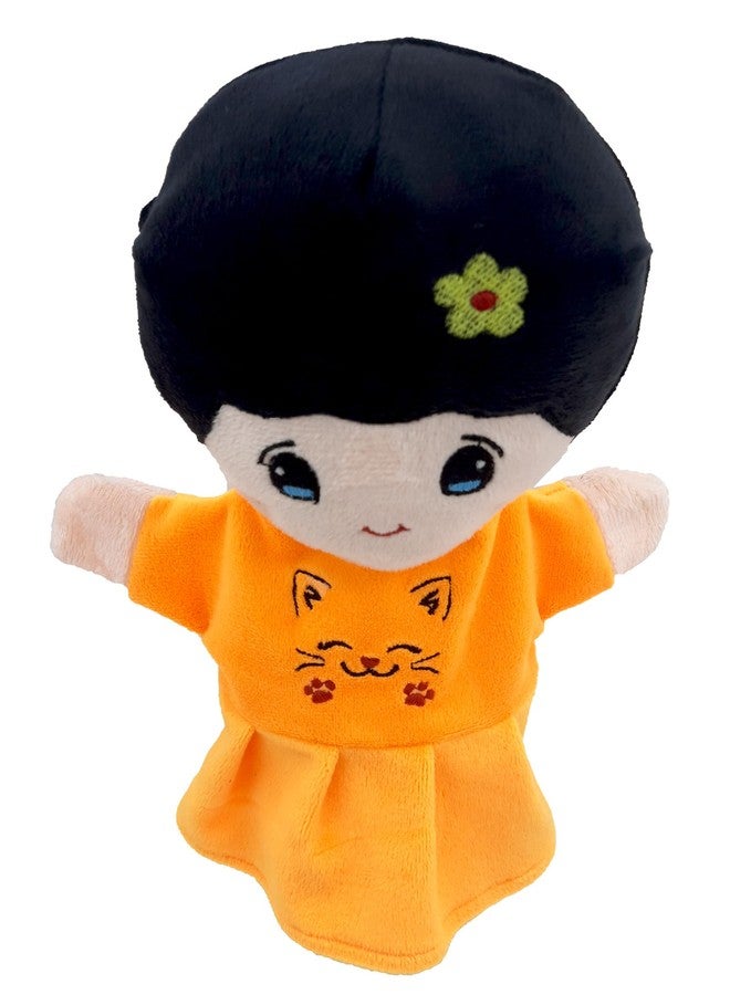 Elfactory Girl (Orange) Family Hand Puppets for Kids - Educational Storytelling Interactive Plush Hand Puppet Set for Learning (10 inch) New Edition (Orange Girl) - Image 4