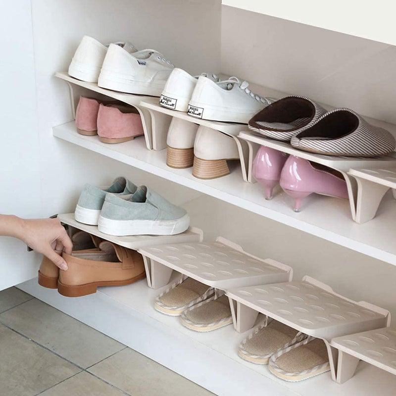 UNIQUE CART Shoe Stacker Slotz Space Saver Shoe Racks for Closet Organization No Assembly Require Durable Plastic Shoes Holder for Home Storage Pack 10