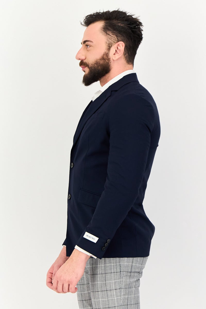 SELECTED Men Travel Fit Solid Semi Formal Blazer, Navy - Image 2