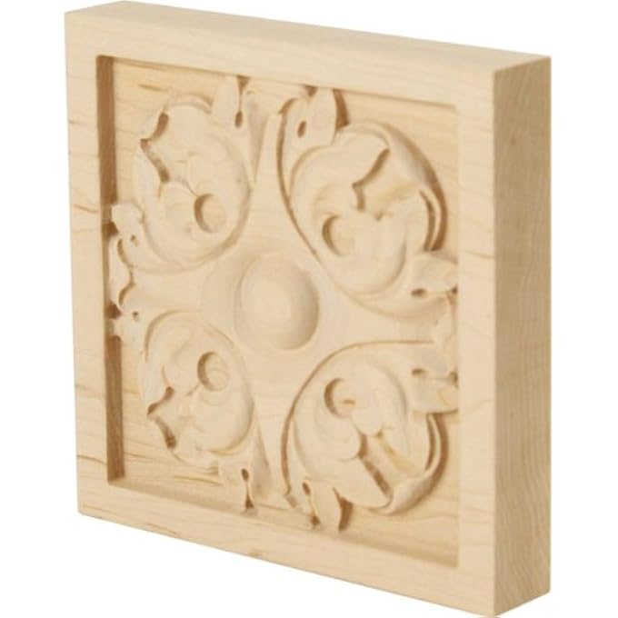 ROS05X05X01LFAL ROSETTE, 5 1/8"W X 5 1/8"H X 7/8"P, ALDER - Image 2