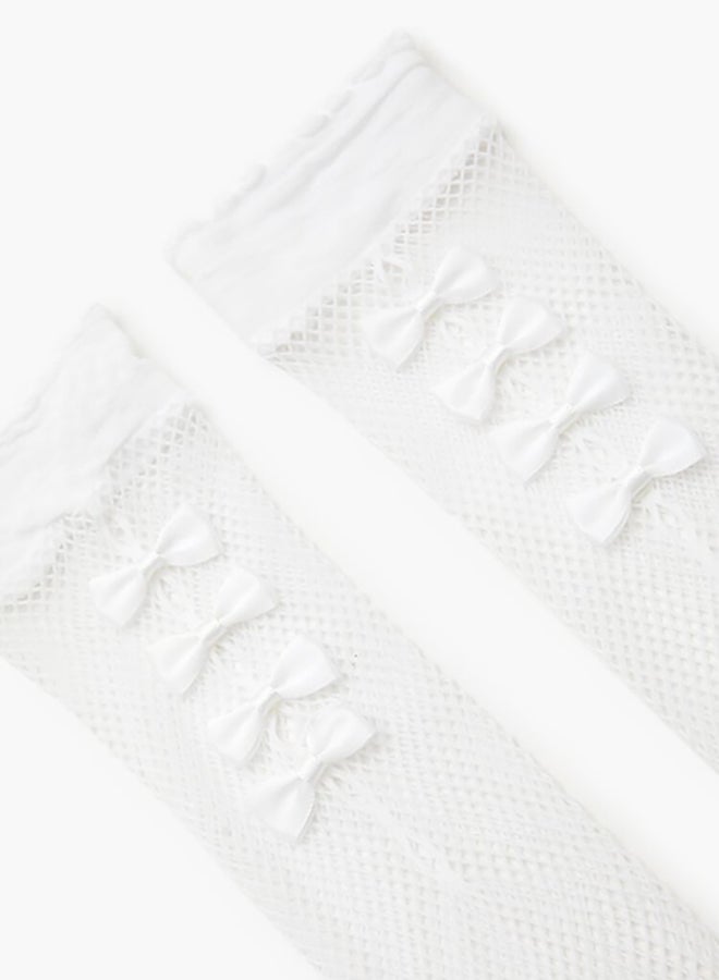 FOREVER 21 Sheer Fishnet Bow Crew Socks - Image 3