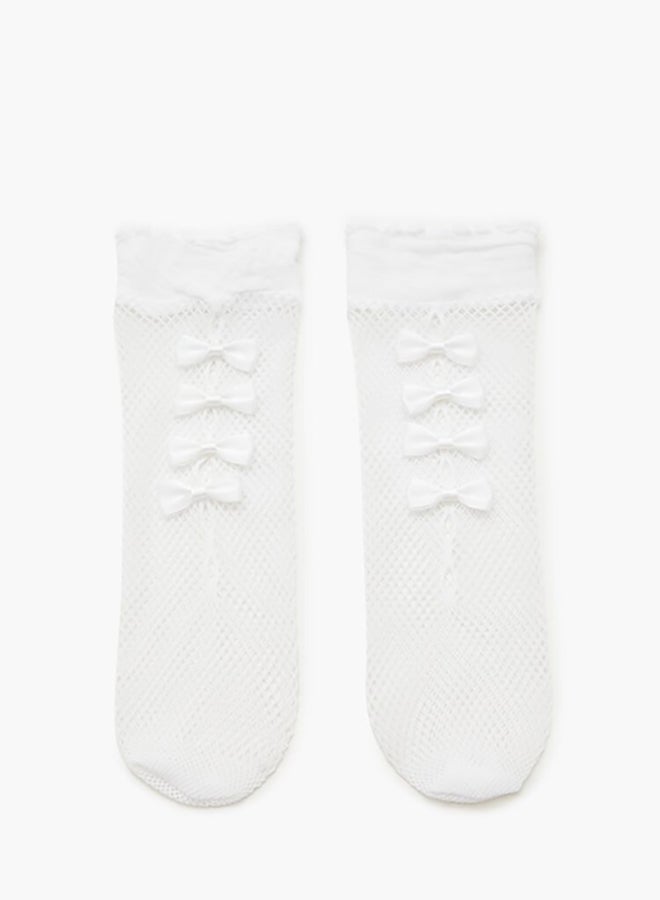 FOREVER 21 Sheer Fishnet Bow Crew Socks - Image 2
