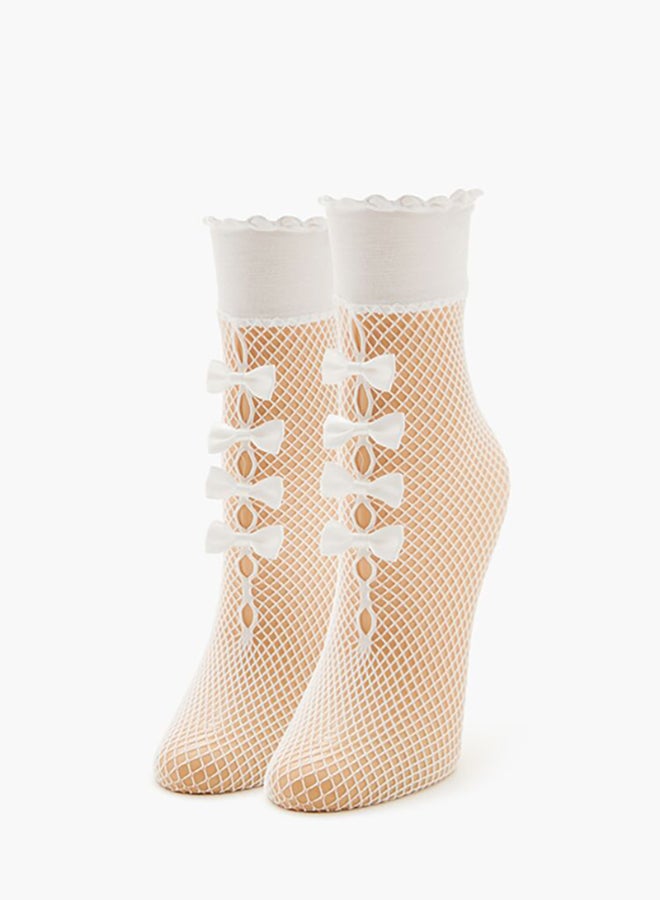 FOREVER 21 Sheer Fishnet Bow Crew Socks - Image 4