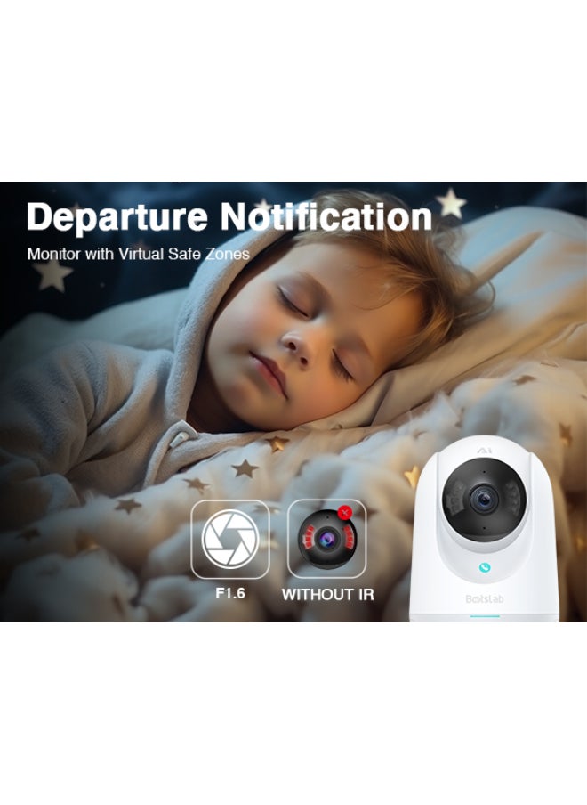 Botslab - Indoor Camera (C222) 3K 5MP HD,Wi-Fi, Multi-scenes AI recognition, One-Touch Calls, 360° Smart Tracking, AI-powered detection(Crying Detection, Gesture Call) - Image 1