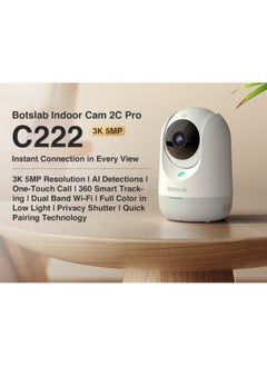 Botslab Indoor Camera (C222) 3K 5MP HD,Wi-Fi, Multi-scenes AI recognition, One-Touch Calls, 360° Smart Tracking, AI-powered detection(Crying Detection, Gesture Call)  - Image 2