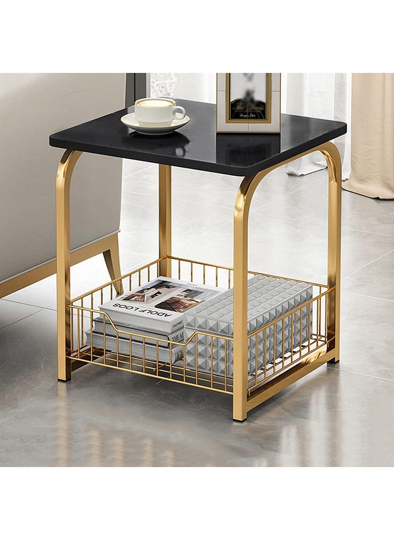 Device Bas with BROWN ART SHOPPEE Brown Art Shoppee Coffee Table Side Table MDF Metal with Storage Basket for Living Bedroom Table Laptop Desk Furniture for Living Side End Table for Living Room Bedroom Office Golden Black 