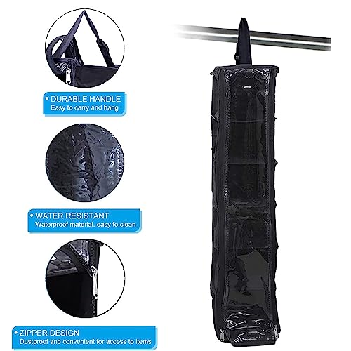 Kuber Industries 6 Shelf Hanging Shoes Organizer | Non Woven Foldable Closet Organizer | Wardrobe Organizer with Side Pocket |Pack of 2| Black - Image 5