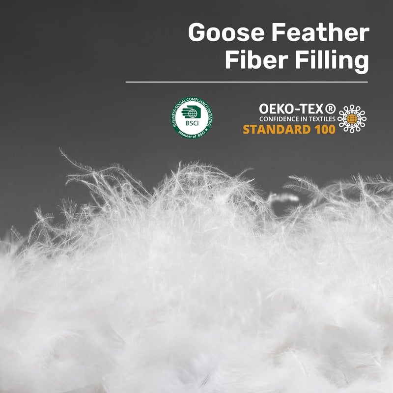 UNIKOME Goose Feather Down Fiber Comforter King Size, All Season Duvet Insert with Soft Downproof Cover, Cloud-Like Fluffiness Bed Comforters with Corner Tabs (King, Cream, 88"X104") - Image 4