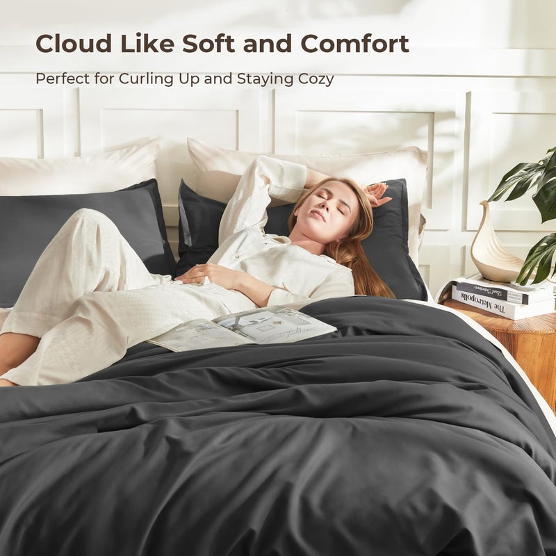 Litanika Grey Comforter Set Twin/Twin XL Size, 2 Pieces Lightweight Plain Bedding Comforter Set, All Season Fluffy Bed Set (66x90In Comforter & 1 Pillowcase) - Image 2