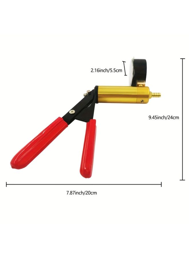 1 Set Manual Vacuum Pump Set Red Dual Purpose Handheld Vacuum Suction Gun With Pressure Gauge For Automotive Brake Fluid Replacement Vacuum Testing Brake Bleeder Clutch Bleeding Tool Kit - Image 2