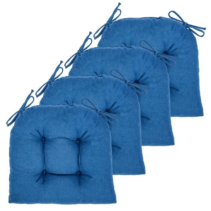 CHAIR CUSHION 4 PACK CHAIR CUSHIONS FOR DINING CHAIRS CHAIR PADS AND MAT WITH TIES FOR INDOOR KITCHEN SEAT AND DESK 4 COUNT 17 X 16 IN PRUSSIAN BLUE