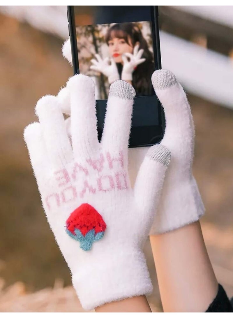 Mobile touch fingers wool winter gloves - Image 1