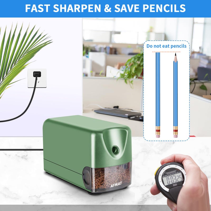 AFMAT PSX3 Heavy Duty Electric Pencil Sharpener, Auto Stop Classroom Pencil Sharpeners for 6-11mm No.2/Colored Pencils, Standard/Large Pencils, Fast Sharpen in 3s, Sharp Point, Teachers Must Haves - Image 4