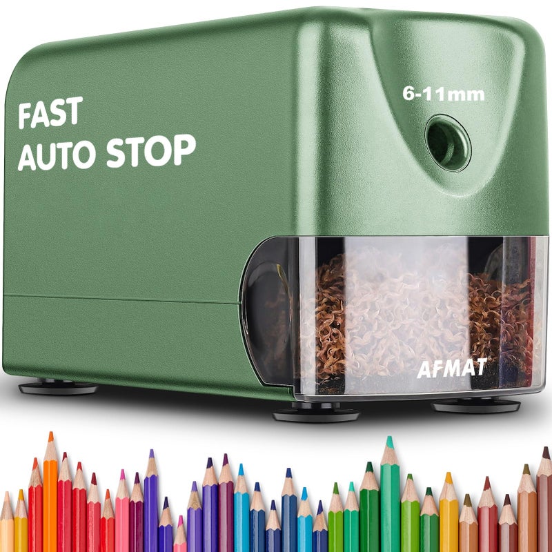 AFMAT PSX3 Heavy Duty Electric Pencil Sharpener, Auto Stop Classroom Pencil Sharpeners for 6-11mm No.2/Colored Pencils, Standard/Large Pencils, Fast Sharpen in 3s, Sharp Point, Teachers Must Haves - Image 1