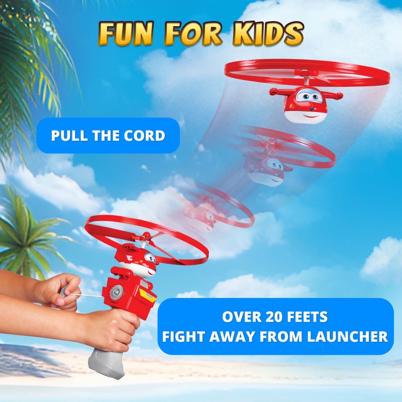 Super Wings Flying Toys, Jett Flying Toys for Kids Ages 3-5 4-8, Fun Outdoor Flying Disc Launcher Toys, Airplane Outside Flying Toys for Kids Boys Girls 3 4 5 6 7 8 Year Old - Image 2