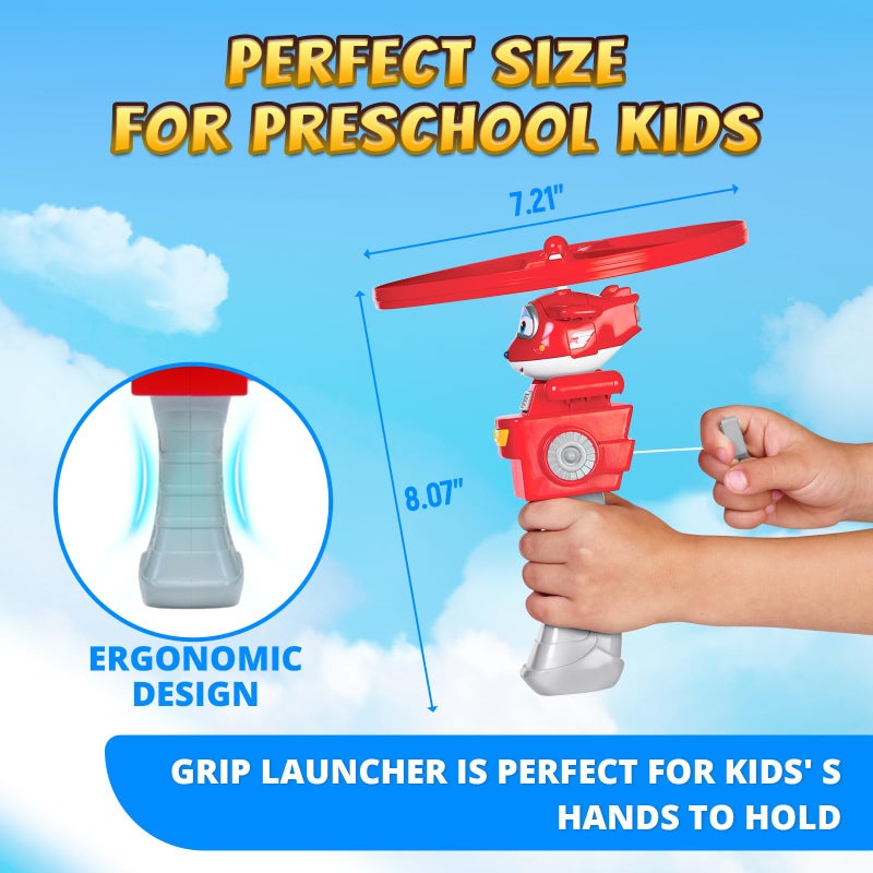 Super Wings Flying Toys, Jett Flying Toys for Kids Ages 3-5 4-8, Fun Outdoor Flying Disc Launcher Toys, Airplane Outside Flying Toys for Kids Boys Girls 3 4 5 6 7 8 Year Old - Image 5