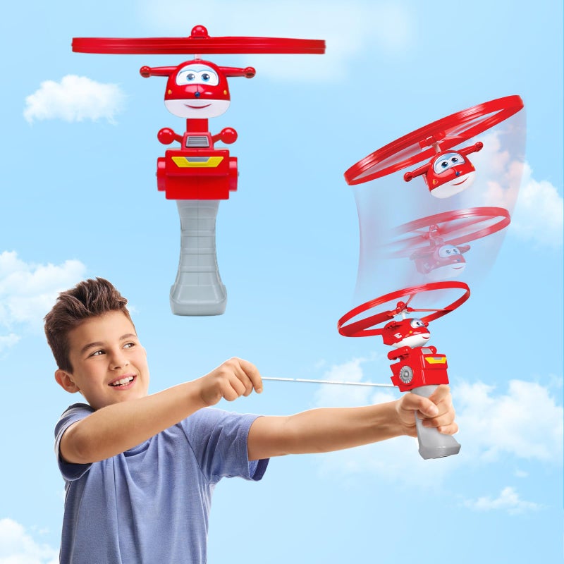Super Wings Flying Toys, Jett Flying Toys for Kids Ages 3-5 4-8, Fun Outdoor Flying Disc Launcher Toys, Airplane Outside Flying Toys for Kids Boys Girls 3 4 5 6 7 8 Year Old - Image 1