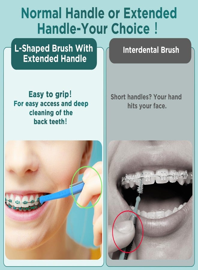 Fremouth 50 Count Angle Interdental Brushes with Extended Handle for Braces, Wide(1.2mm, L- Shaped Interproximal Floss for Dental Plaque Removal Health - Image 3