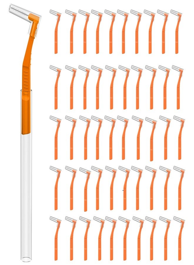Fremouth 50 Count Angle Interdental Brushes with Extended Handle for Braces, Wide(1.2mm, L- Shaped Interproximal Floss for Dental Plaque Removal Health - Image 1