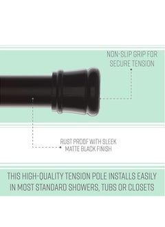 TYCOM TYCOM Shower Curtain Rod - Adjustable Rust-Resistant Tension Rod for Window Bathroom Doorway Closet, Window Curtain Rod No Rust and Non-Slip (BLACK)  - Image 4