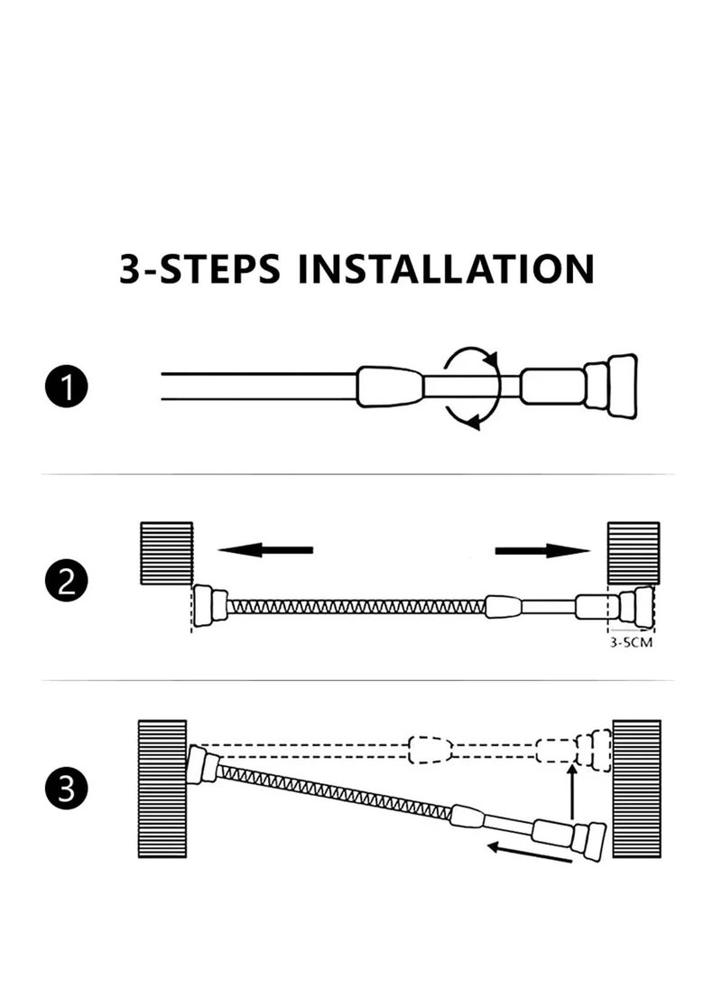 TYCOM Shower Curtain Rod - Adjustable Rust-Resistant Tension Rod for Window Bathroom Doorway Closet, Window Curtain Rod No Rust and Non-Slip (BLACK)  - Image 2