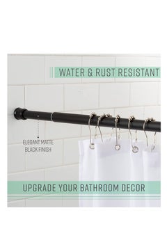 TYCOM TYCOM Shower Curtain Rod - Adjustable Rust-Resistant Tension Rod for Window Bathroom Doorway Closet, Window Curtain Rod No Rust and Non-Slip (BLACK)  - Image 3