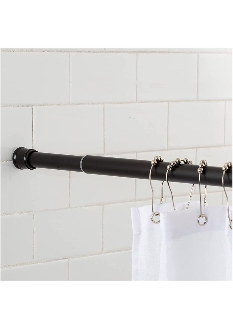 TYCOM Shower Curtain Rod - Adjustable Rust-Resistant Tension Rod for Window Bathroom Doorway Closet, Window Curtain Rod No Rust and Non-Slip (BLACK)  - Image 1