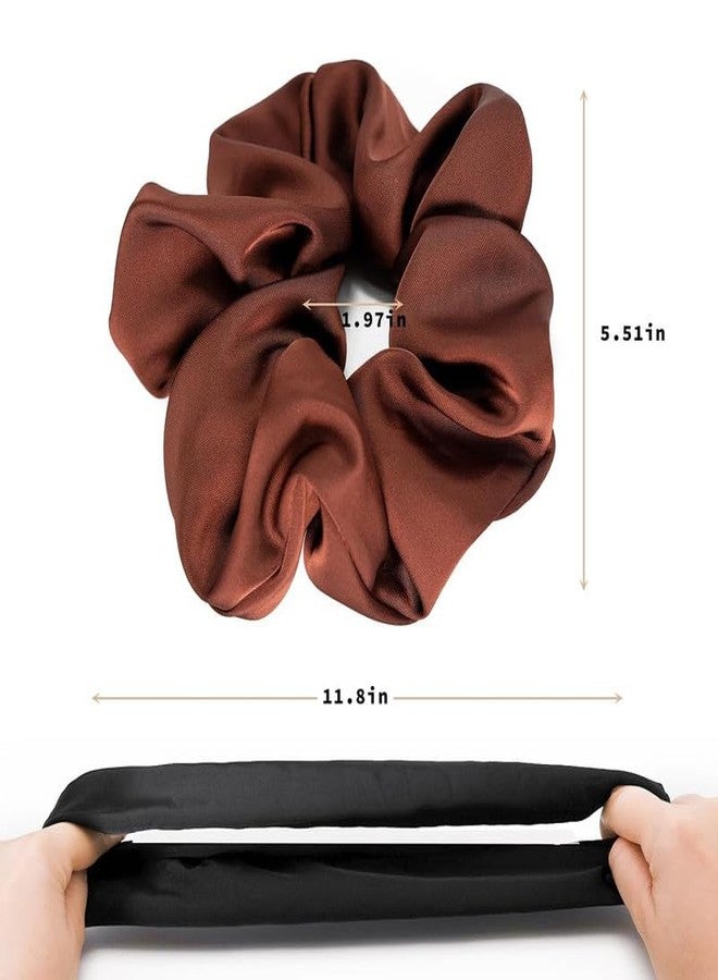 CHIROGRAPHY 5 Pieces Oversized Satin Hair Scrunchies,Satin Hair Accessories for Women Thick Thin Hair,Hair Ties Scrunchies for Girls Ponytails Holders, luxury plain scrunchies (multicolor) - Image 2