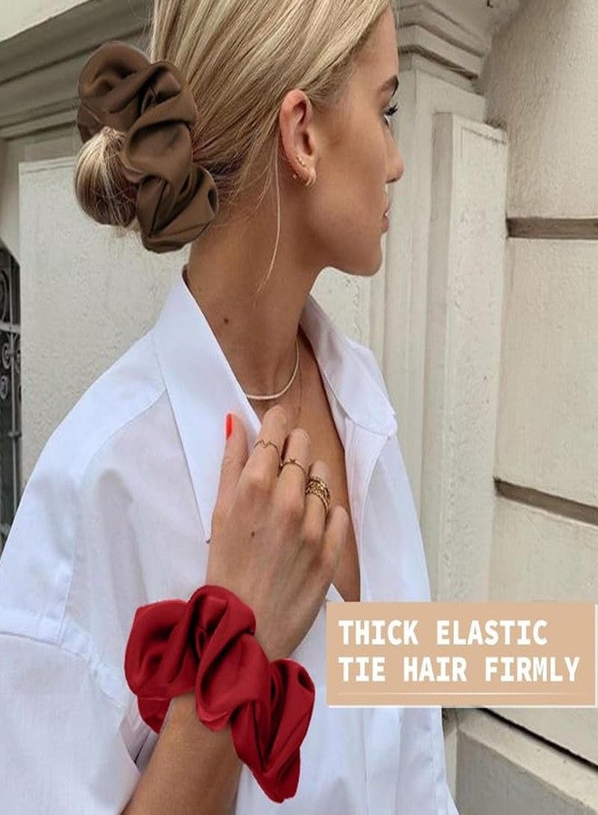 CHIROGRAPHY 5 Pieces Oversized Satin Hair Scrunchies,Satin Hair Accessories for Women Thick Thin Hair,Hair Ties Scrunchies for Girls Ponytails Holders, luxury plain scrunchies (multicolor) - Image 4