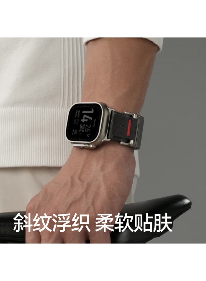 Aulumu C03 Titanium Ultra-thin Magnetic Buckle Sports Strap With Titanium Buckle For Apple Watch Ultra 2/series 11/10/se Black Band