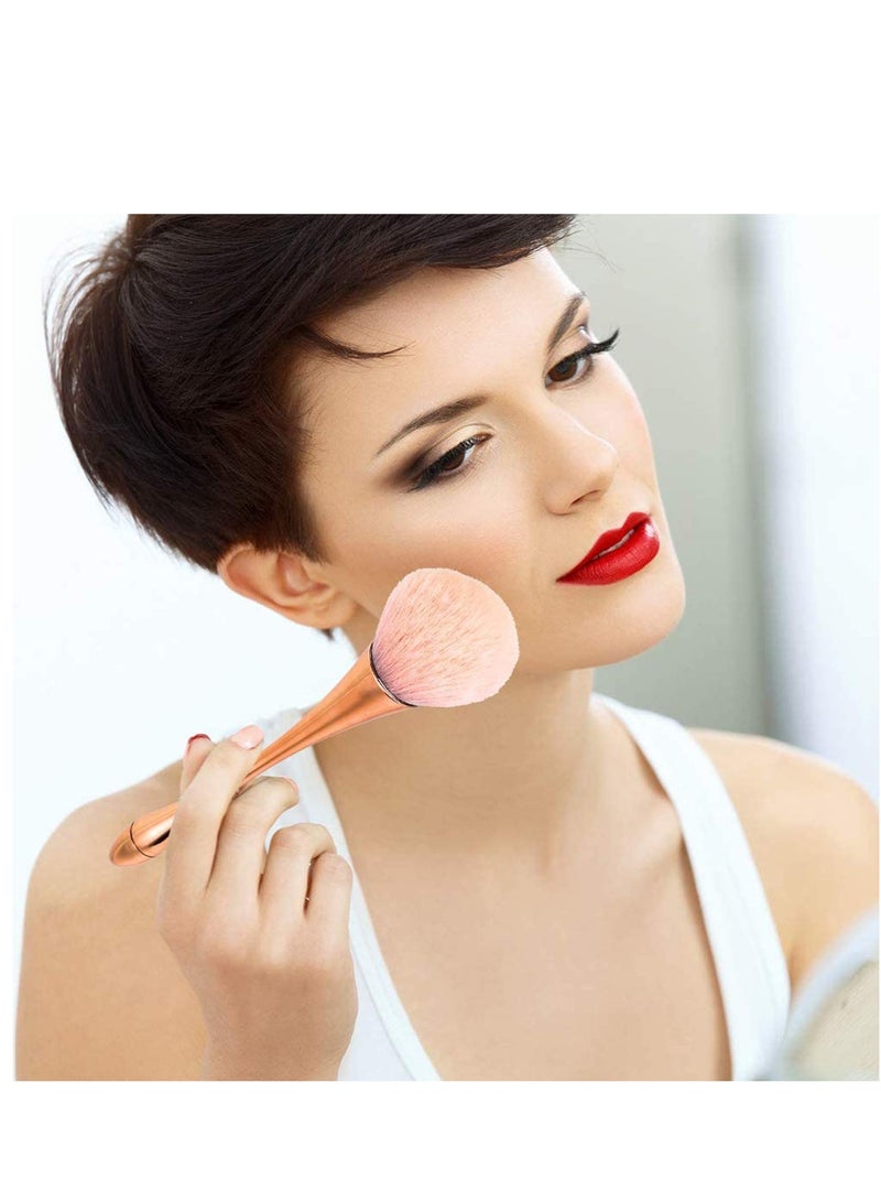 SYOSI 2 Pcs Large Mineral Powder Brush, Soft Fluffy Foundation Brush, Professional Powder Brush and Blush Brush for Daily Makeup, Rose Gold - Image 4