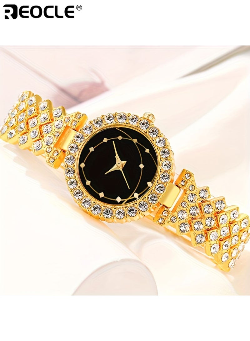 ريوكل نسائي ساعات ومجوهرات مجموعة مع موضة كاجوال كوارتز ساعة يد قلادة سوار أقراط أنيقة أنيقة مناسبة للارتداء اليومي للحفلات مناسبات خاصة هدية مثالية للنساء للسيدات للبالغين - Image 3