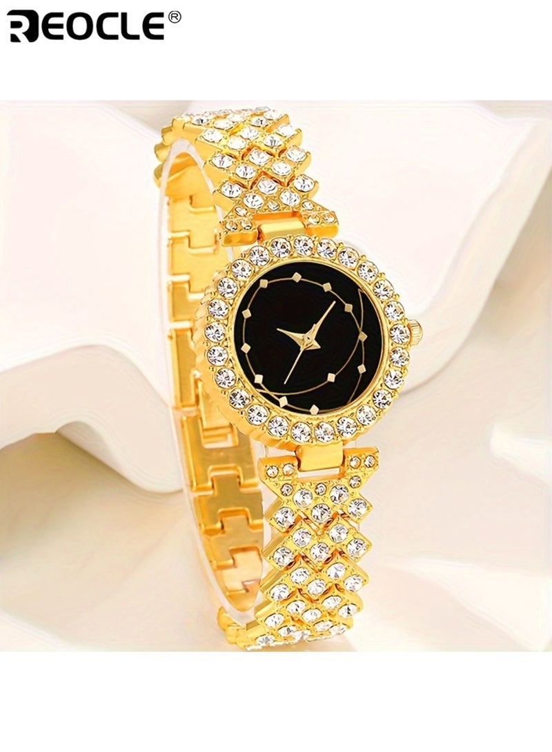 ريوكل نسائي ساعات ومجوهرات مجموعة مع موضة كاجوال كوارتز ساعة يد قلادة سوار أقراط أنيقة أنيقة مناسبة للارتداء اليومي للحفلات مناسبات خاصة هدية مثالية للنساء للسيدات للبالغين - Image 2