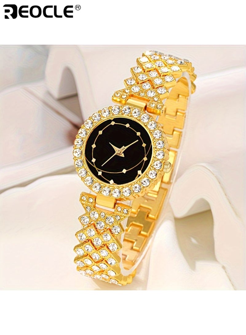 ريوكل نسائي ساعات ومجوهرات مجموعة مع موضة كاجوال كوارتز ساعة يد قلادة سوار أقراط أنيقة أنيقة مناسبة للارتداء اليومي للحفلات مناسبات خاصة هدية مثالية للنساء للسيدات للبالغين - Image 4