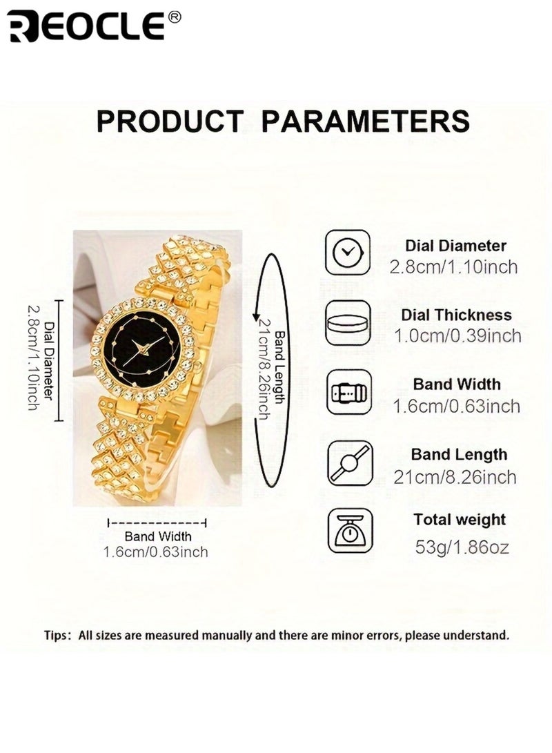 ريوكل نسائي ساعات ومجوهرات مجموعة مع موضة كاجوال كوارتز ساعة يد قلادة سوار أقراط أنيقة أنيقة مناسبة للارتداء اليومي للحفلات مناسبات خاصة هدية مثالية للنساء للسيدات للبالغين - Image 5