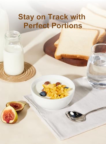 Yedio Small Bowls Set, White Ceramic Bowls of 6, 10 oz Porcelain Bowl for Kitchen Dessert Rice Side Dish Snack Soup Fruits Cereal Ice Cream, Microwave Dishwasher Freezer Oven Safe Easy Clean Stackable - Image 3