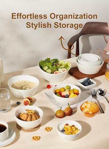 Yedio Small Bowls Set, White Ceramic Bowls of 6, 10 oz Porcelain Bowl for Kitchen Dessert Rice Side Dish Snack Soup Fruits Cereal Ice Cream, Microwave Dishwasher Freezer Oven Safe Easy Clean Stackable - Image 5