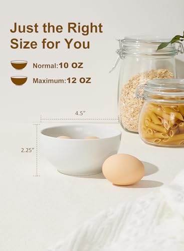 Yedio Small Bowls Set, White Ceramic Bowls of 6, 10 oz Porcelain Bowl for Kitchen Dessert Rice Side Dish Snack Soup Fruits Cereal Ice Cream, Microwave Dishwasher Freezer Oven Safe Easy Clean Stackable - Image 2