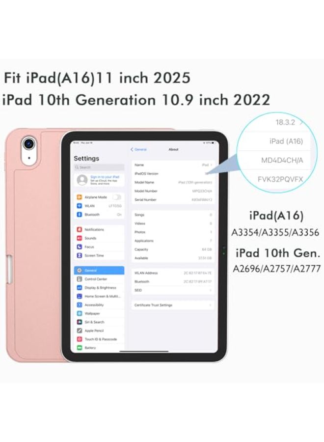 iMieet حافظة iMieet لجهاز iPad (A16)/الجيل العاشر من iPad [11 بوصة 2025/10.9 بوصة 2022]، حافظة ذكية قابلة للطي ثلاثية مع حامل وحامل قلم وظهر TPU ناعم، تدعم Touch ID (أسود) - Image 2