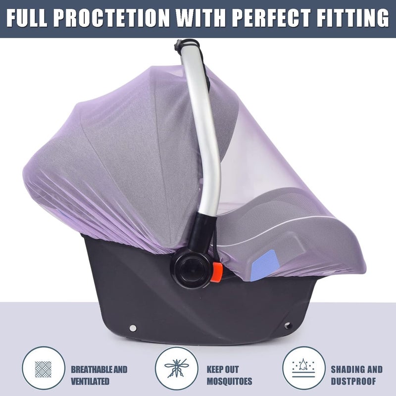 Sysmie Mosquito Net for Baby Car Seats, Infant Car Seat Insect Mesh Net, Breathable, Universal Fit for All Car Seats, Premium Quality: Machine Washable Durable & Long Lasting Infant Insect Netting (Purple) - Image 3
