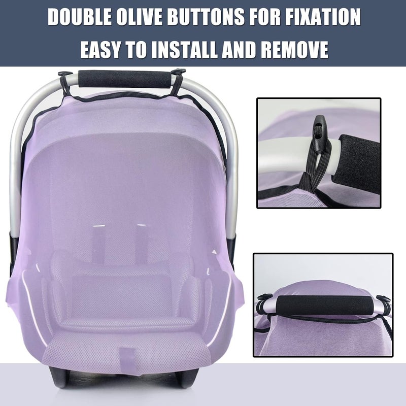 Sysmie Mosquito Net for Baby Car Seats, Infant Car Seat Insect Mesh Net, Breathable, Universal Fit for All Car Seats, Premium Quality: Machine Washable Durable & Long Lasting Infant Insect Netting (Purple) - Image 2